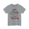 Unisex t-shirt from Twisted Angell with the sarcastic phrase “Will Trade Cousin for Presents” printed on the front.