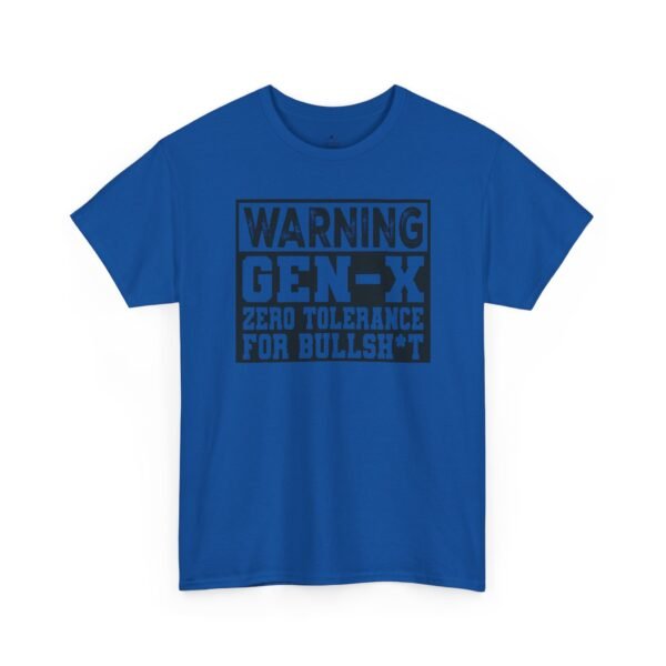 17930173985304671902_2048.jpeg Unisex t-shirt from Twisted Angell with the sarcastic phrase “Gen-X Warning - Zero Tolerance for Bullsh*t” printed on the front.
