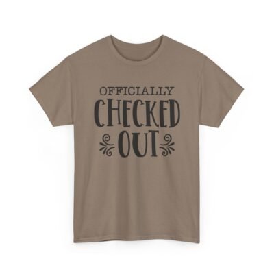 1797948778661196351_2048-2.jpeg Unisex t-shirt from Twisted Angell with the sarcastic phrase “Officially Checked Out” printed on the front.