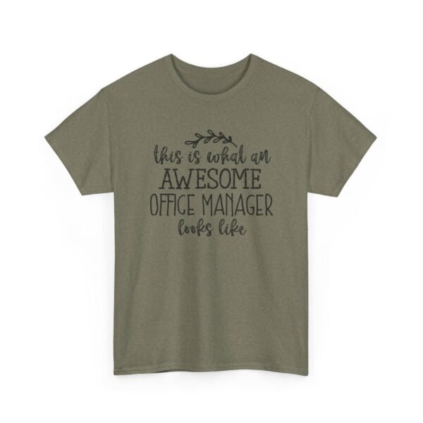 Unisex t-shirt from Twisted Angell with the sarcastic phrase “This Is What An Awesome Office Manager Looks Like” printed on the front.