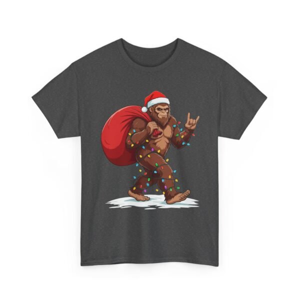 Unisex t-shirt from Twisted Angell with the sarcastic phrase “Holiday Bigfoot” printed on the front.