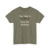 Unisex t-shirt from Twisted Angell with the sarcastic phrase “Most Likely To Hang The Mistletoe” printed on the front.