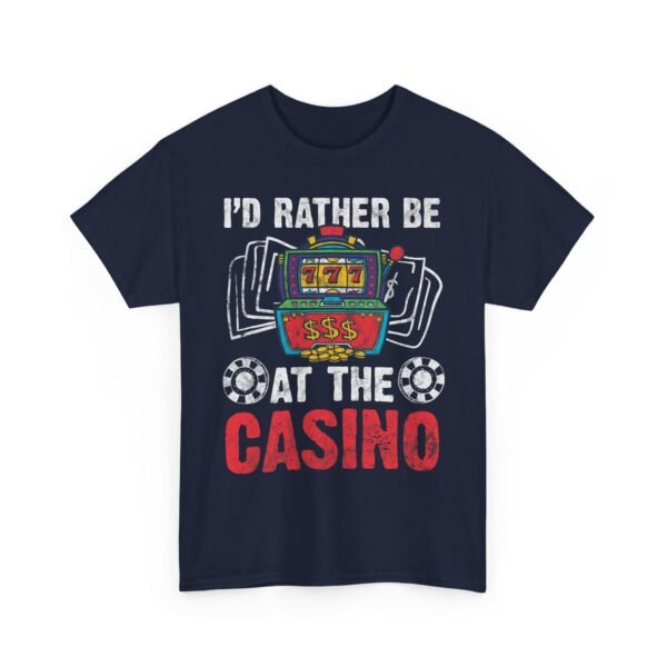 Unisex t-shirt from Twisted Angell with the sarcastic phrase “I'd Rather Be At The Casino” printed on the front.