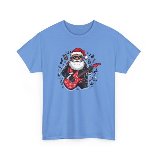 Unisex t-shirt from Twisted Angell with the sarcastic phrase “Rockin' Santa Playing Guitar” printed on the front.