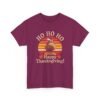 Unisex t-shirt from Twisted Angell with the sarcastic phrase “Ho Ho Ho Happy Thanksgiving” printed on the front.