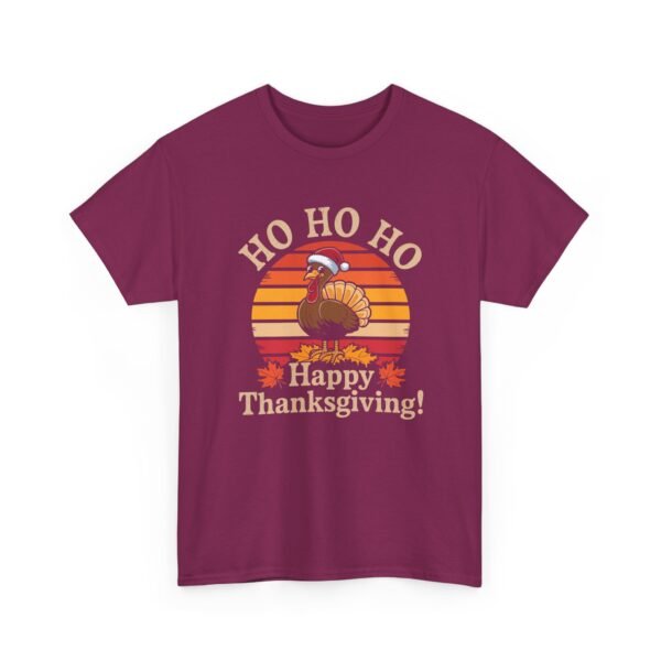 Unisex t-shirt from Twisted Angell with the sarcastic phrase “Ho Ho Ho Happy Thanksgiving” printed on the front.