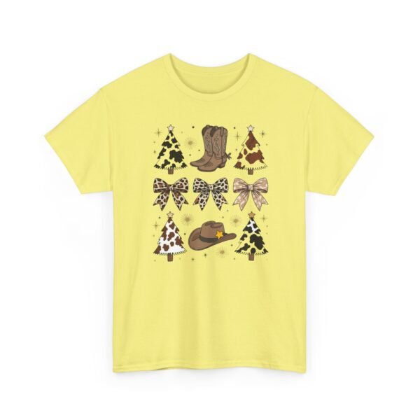 Unisex t-shirt from Twisted Angell with the sarcastic phrase “Country Christmas Boots, Bows, Hat, Trees” printed on the front.