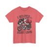 Unisex t-shirt from Twisted Angell with the sarcastic phrase “I Deliver All Night Long - Santa On Motorcycle” printed on the front.