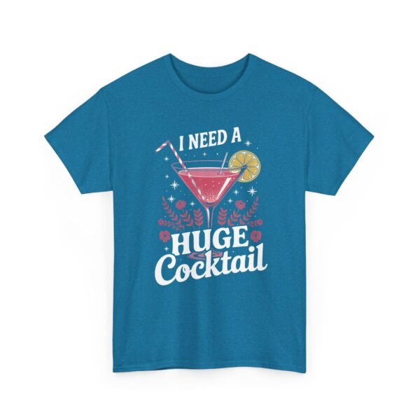 Unisex t-shirt from Twisted Angell with the sarcastic phrase “I Need a Huge Cocktail” printed on the front.