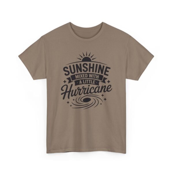 1839044276874620877_2048-1.jpeg Unisex t-shirt from Twisted Angell with the sarcastic phrase “Sunshine Mixed with a Little Hurricane” printed on the front.