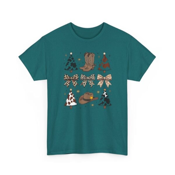 Unisex t-shirt from Twisted Angell with the sarcastic phrase “Country Christmas Boots, Bows, Hat, Trees” printed on the front.