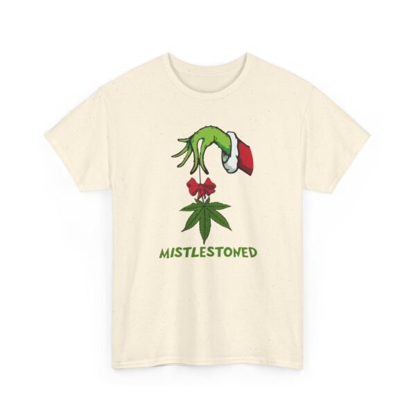 Unisex t-shirt from Twisted Angell with the sarcastic phrase “MistleStoned” printed on the front.