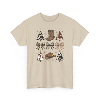 2298612966393206204_2048-1.jpeg Unisex t-shirt from Twisted Angell with the sarcastic phrase “Country Christmas Boots, Bows, Hat, Trees” printed on the front.