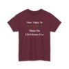 Unisex t-shirt from Twisted Angell with the sarcastic phrase “Most Likely To Shop On Christmas Eve” printed on the front.