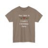 Unisex t-shirt from Twisted Angell with the sarcastic phrase “Most Likely To Crash A Christmas Party” printed on the front.