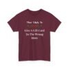 Unisex t-shirt from Twisted Angell with the sarcastic phrase “Most Likely To Give A Gift Card To The Wrong Store” printed on the front.