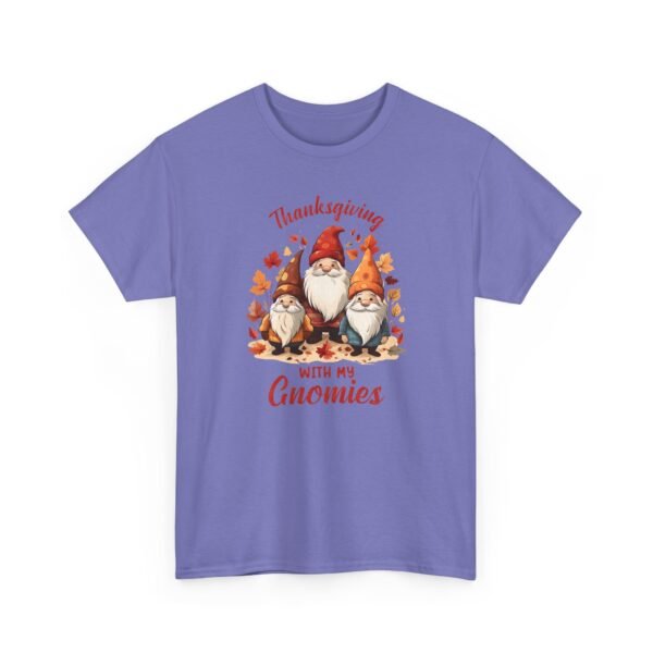 Unisex t-shirt from Twisted Angell with the sarcastic phrase “Thanksgiving With My Gnomies” printed on the front.
