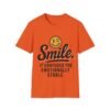 Unisex t-shirt from Twisted Angell with the sarcastic phrase “Smile. It confuses the emotionally stable” printed on the front.