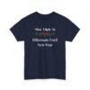 Unisex t-shirt from Twisted Angell with the sarcastic phrase “Most Likely To Hibernate Until New Year” printed on the front.