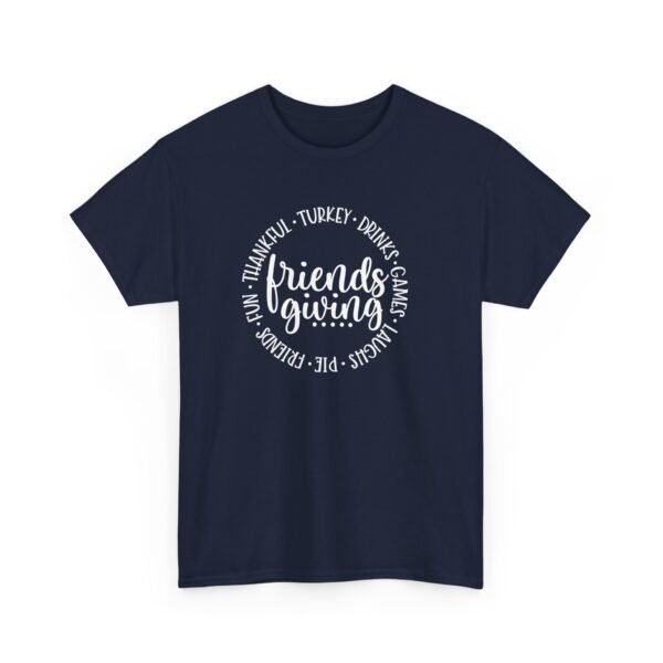 Unisex t-shirt from Twisted Angell with the sarcastic phrase “Friendsgiving” printed on the front.