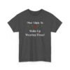 2748268005519311568_2048.jpeg Unisex t-shirt from Twisted Angell with the sarcastic phrase “Most Likely to Wake Up Wearing Tinsel” printed on the front.