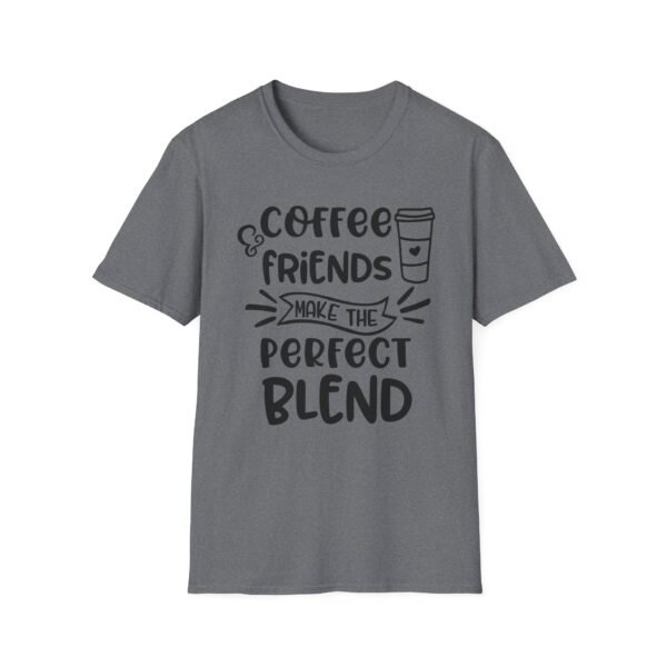 Unisex t-shirt from Twisted Angell with the sarcastic phrase “Coffee & Friends Make the Perfect Blend” printed on the front.