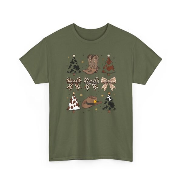 Unisex t-shirt from Twisted Angell with the sarcastic phrase “Country Christmas Boots, Bows, Hat, Trees” printed on the front.