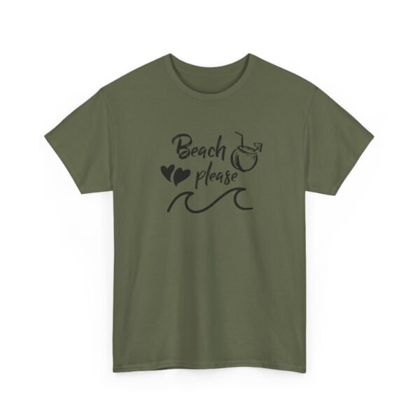 Unisex t-shirt from Twisted Angell with the sarcastic phrase “Beach Please” printed on the front.