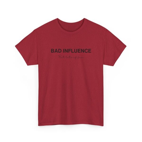 3029565240579599948_2048-1.jpeg Unisex t-shirt from Twisted Angell with the sarcastic phrase “Bad Influence” printed on the front.