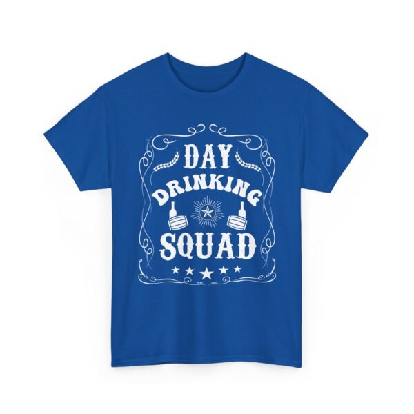 3032602709203086262_2048.jpeg Unisex t-shirt from Twisted Angell with the sarcastic phrase “Day Drinking Squad” printed on the front.