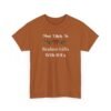 Unisex t-shirt from Twisted Angell with the sarcastic phrase “Most Likely To Replace Gifts With IOUs” printed on the front.