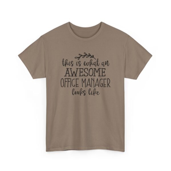 Unisex t-shirt from Twisted Angell with the sarcastic phrase “This Is What An Awesome Office Manager Looks Like” printed on the front.
