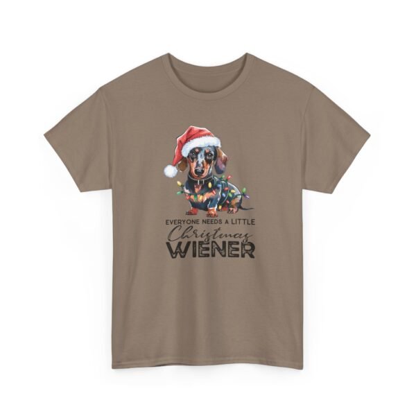 Unisex t-shirt from Twisted Angell with the sarcastic phrase “Everyone Needs A Little Christmas Wiener” printed on the front.