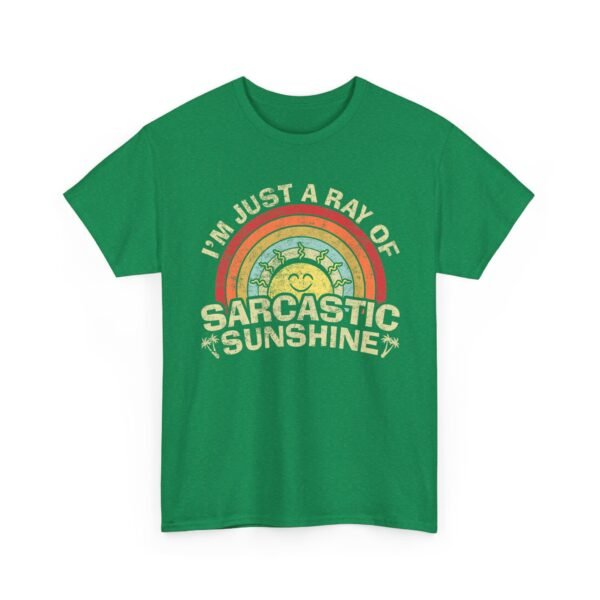 Unisex t-shirt from Twisted Angell with the sarcastic phrase “I'm Just A Ray Of Sarcastic Sunshine” printed on the front.