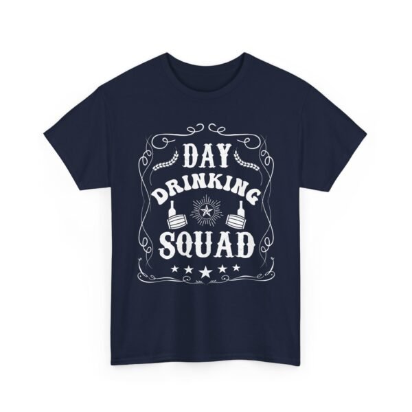 3093951503922816207_2048.jpeg Unisex t-shirt from Twisted Angell with the sarcastic phrase “Day Drinking Squad” printed on the front.
