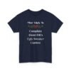 Unisex t-shirt from Twisted Angell with the sarcastic phrase “Most Likely To Complain About HR's Ugly Sweater Contest” printed on the front.
