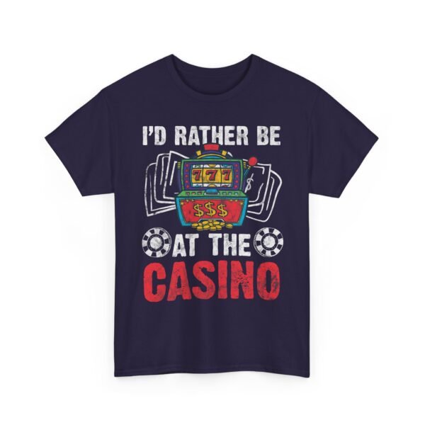 Unisex t-shirt from Twisted Angell with the sarcastic phrase “I'd Rather Be At The Casino” printed on the front.