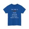 3409225312116436413_2048.jpeg Unisex t-shirt from Twisted Angell with the sarcastic phrase “Most Likely To Watch Hallmark Marathons Without Shame” printed on the front.