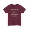 Unisex t-shirt from Twisted Angell with the sarcastic phrase “Most Likely To Make A Spreadsheet For Gifts” printed on the front.
