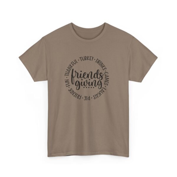 Unisex t-shirt from Twisted Angell with the sarcastic phrase “Friendsgiving” printed on the front.