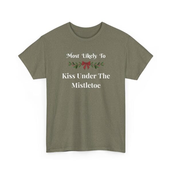 3461050651328917231_2048.jpeg Unisex t-shirt from Twisted Angell with the sarcastic phrase “Most Likely To Kiss Under The Mistletoe” printed on the front.