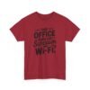 Unisex t-shirt from Twisted Angell with the sarcastic phrase “Sarcasm & Wi‑Fi Office” printed on the front.