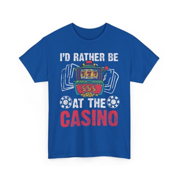 Unisex t-shirt from Twisted Angell with the sarcastic phrase “I'd Rather Be At The Casino” printed on the front.
