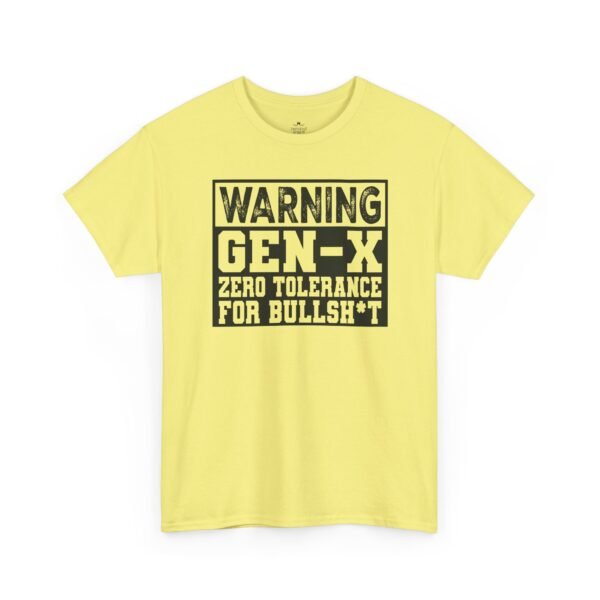 3556031954735460788_2048.jpeg Unisex t-shirt from Twisted Angell with the sarcastic phrase “Gen-X Warning - Zero Tolerance for Bullsh*t” printed on the front.