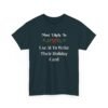Unisex t-shirt from Twisted Angell with the sarcastic phrase “Most Likely to Use AI To Write Their Holiday Card” printed on the front.