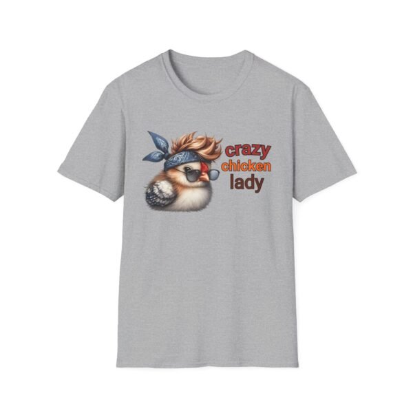 Unisex t-shirt from Twisted Angell with the sarcastic phrase “Crazy Chicken Lady” printed on the front.
