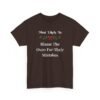 Unisex t-shirt from Twisted Angell with the sarcastic phrase “Most Likely To Blame The Oven For Their Mistakes” printed on the front.