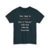 Unisex t-shirt from Twisted Angell with the sarcastic phrase “Most Likely To Give A "Funny" Gift That Offends Someone” printed on the front.