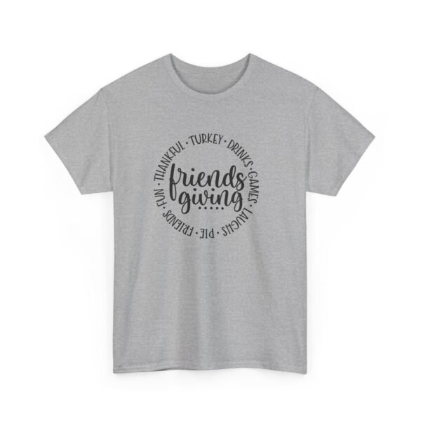 Unisex t-shirt from Twisted Angell with the sarcastic phrase “Friendsgiving” printed on the front.