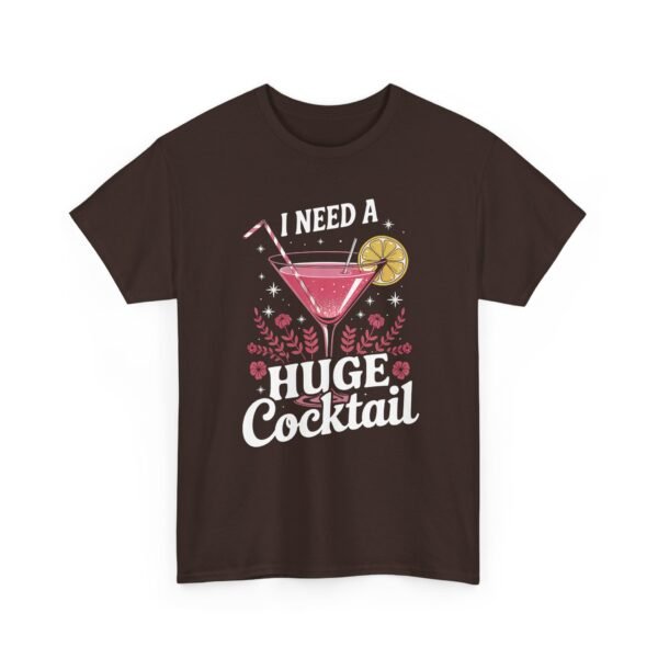 Unisex t-shirt from Twisted Angell with the sarcastic phrase “I Need a Huge Cocktail” printed on the front.